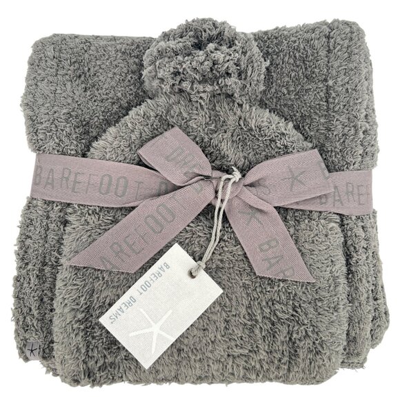 Barefoot Dreams CozyChic Pom Pom Beanie Scarf Set Charcoal One Size NWT - Picture 1 of 10